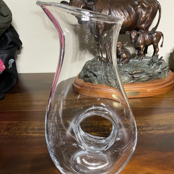 Glass Vase or Pitcher with Unique Handle - Picture 2 of 11